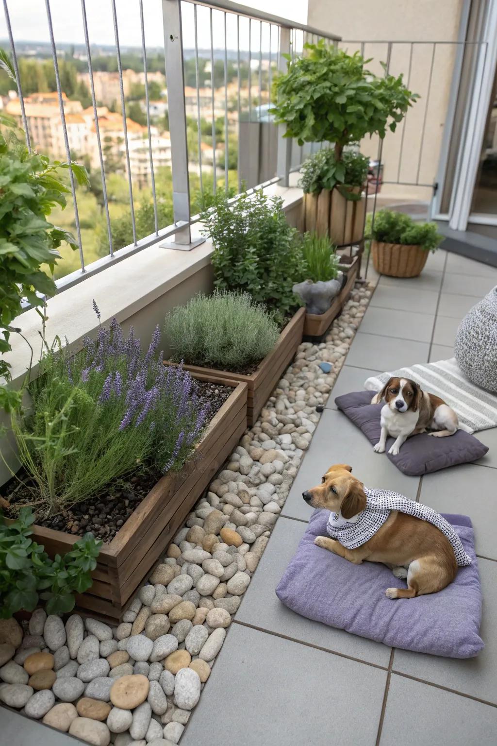 A sensory garden provides mental and sensory stimulation for dogs.