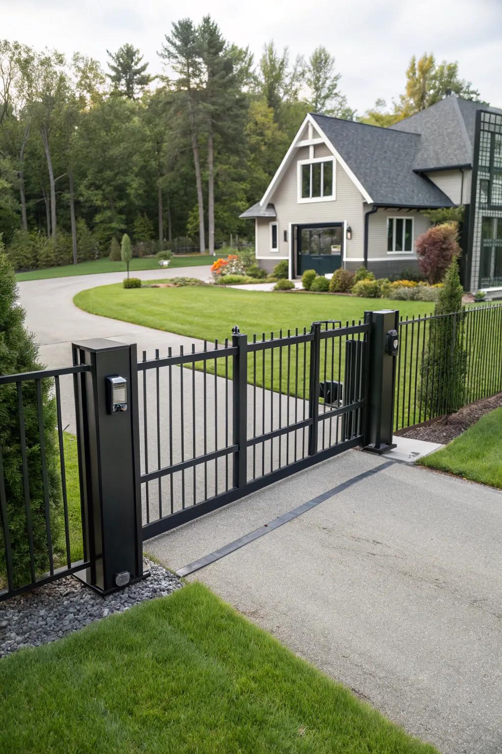 An automated gate offering modern convenience to a busy household.