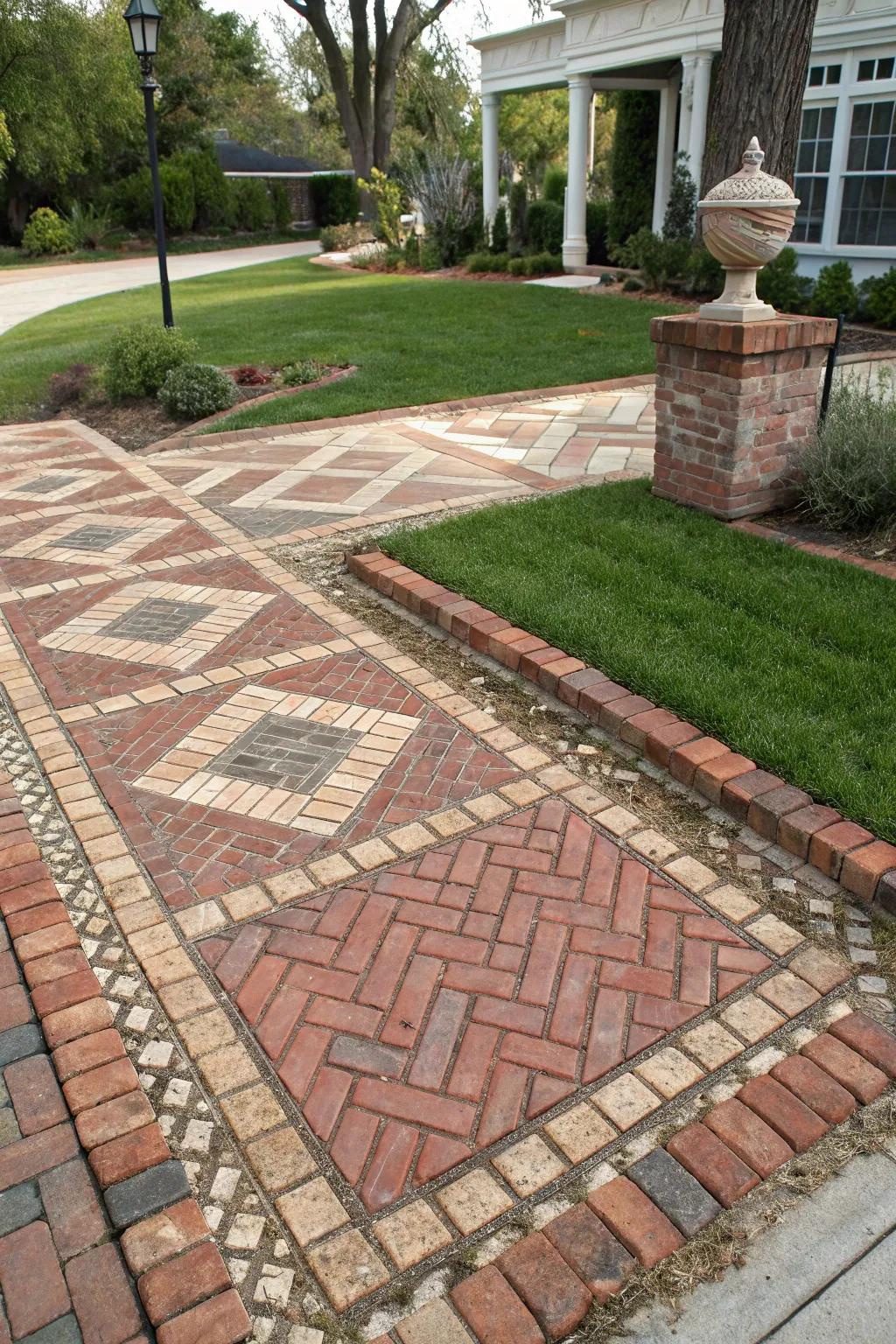 Diverse brick patterns infuse creativity into the landscape.