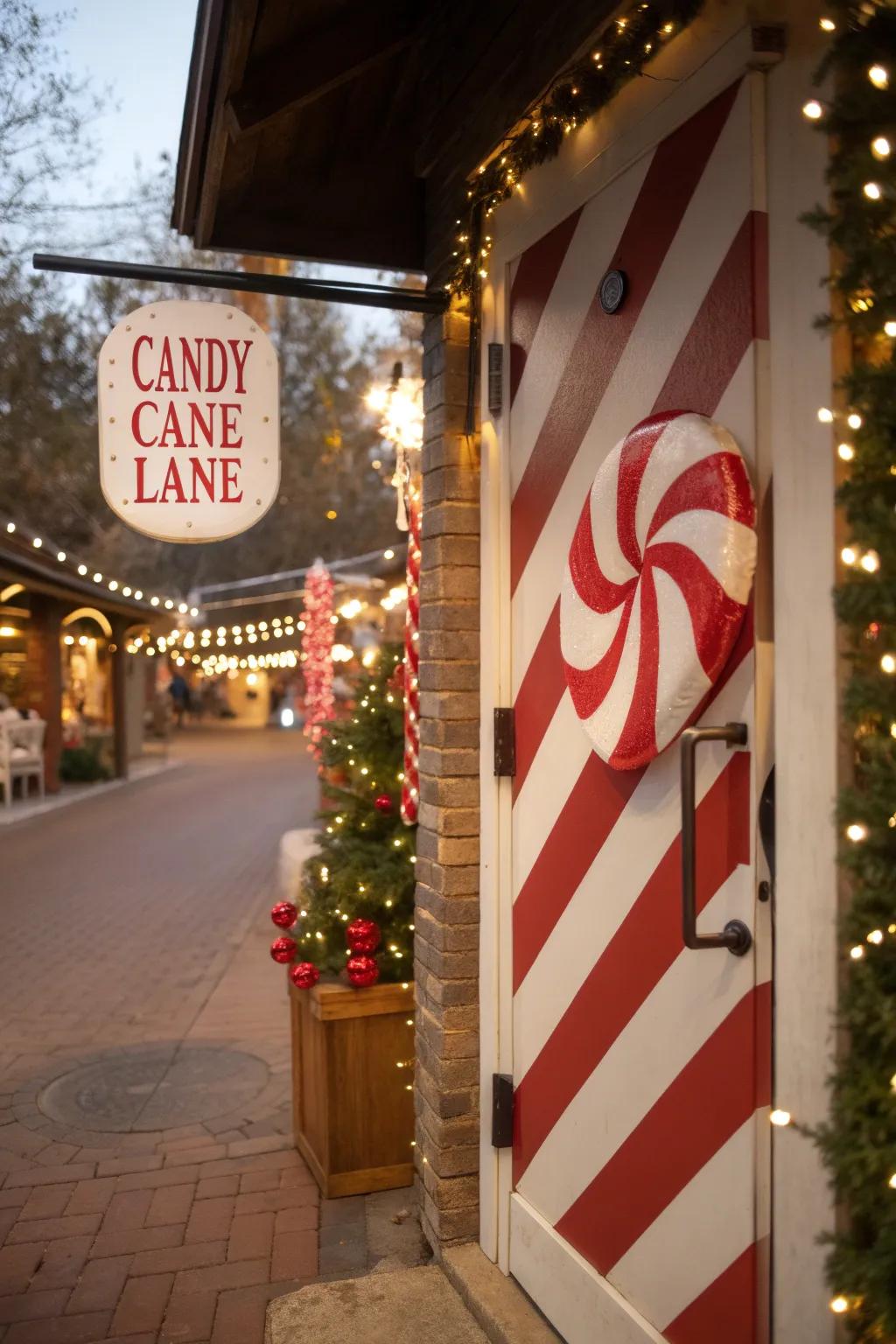 Step into Candy Cane Lane with this sweet and festive door decoration.