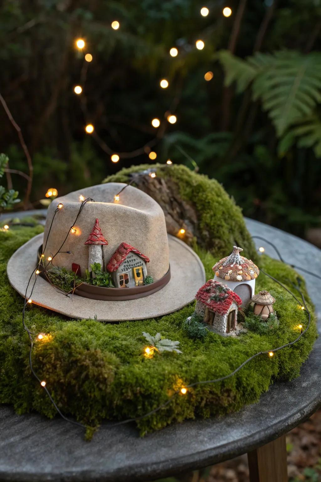 Enchanted garden with a magical garden hat pattern.