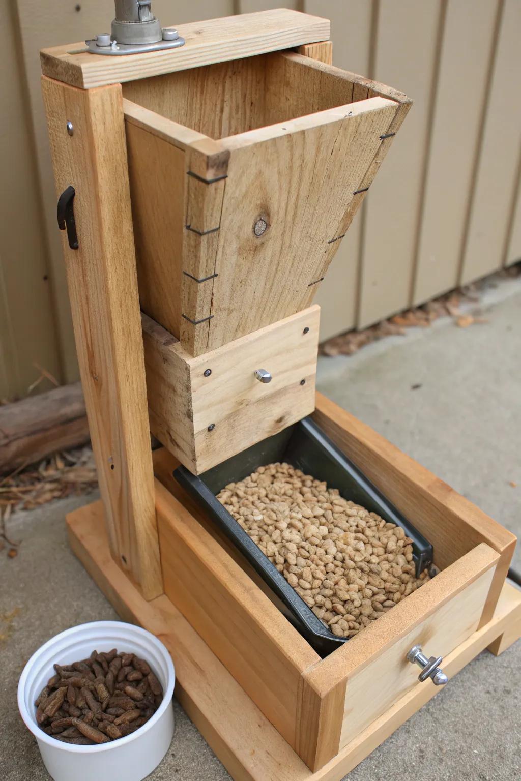 A pellet dispenser ensures quick and tidy access to your stove fuel.