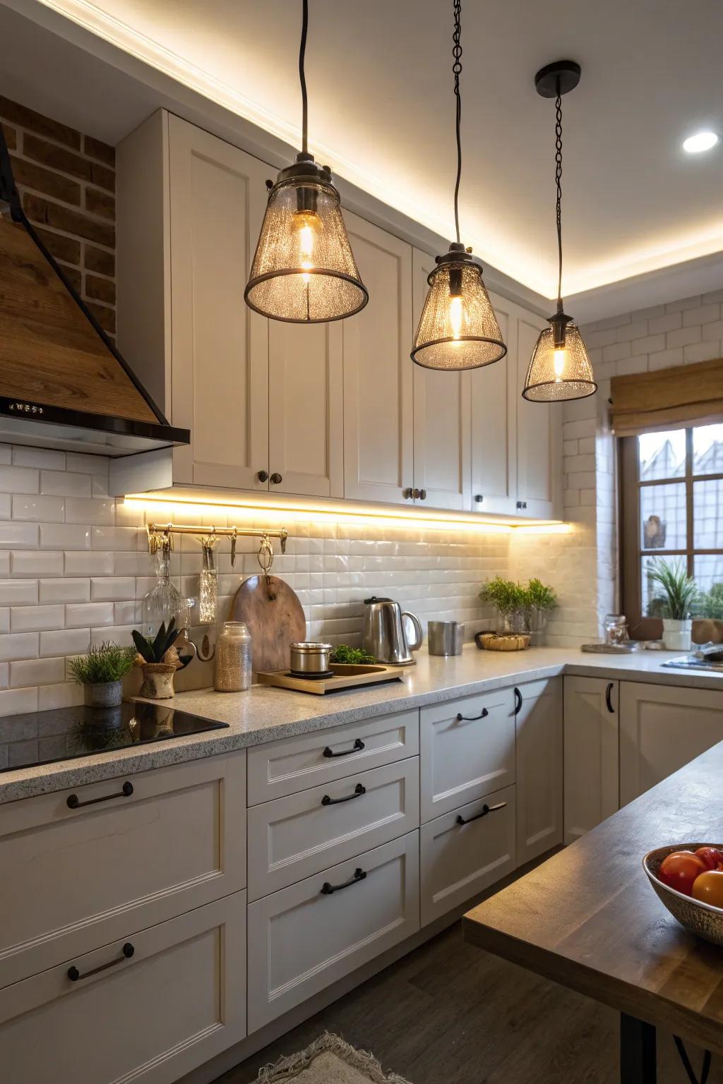 Targeted lighting can transform kitchen corners into bright, welcoming spaces.