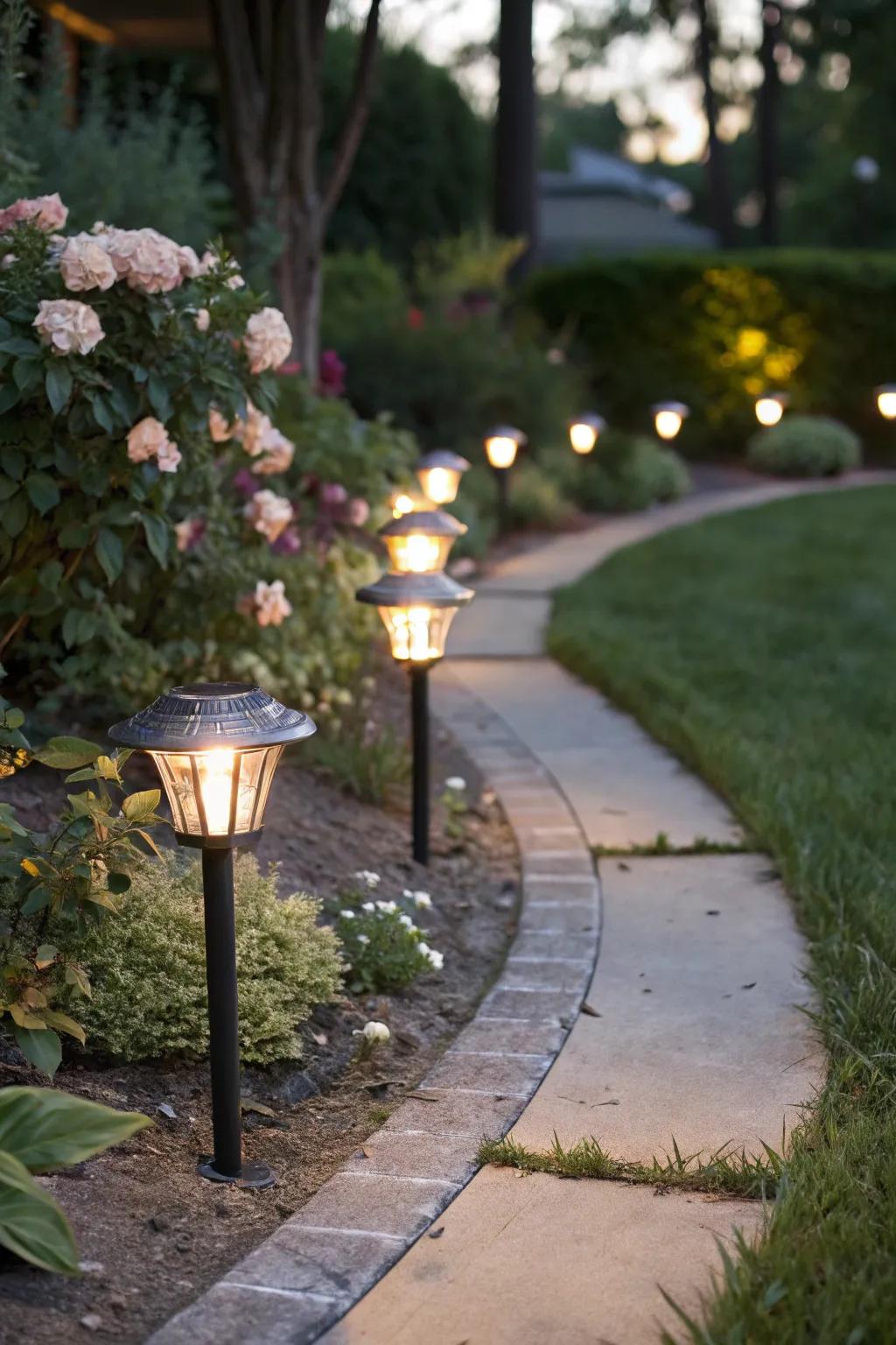 Illuminate your garden paths with charming LED lighting.