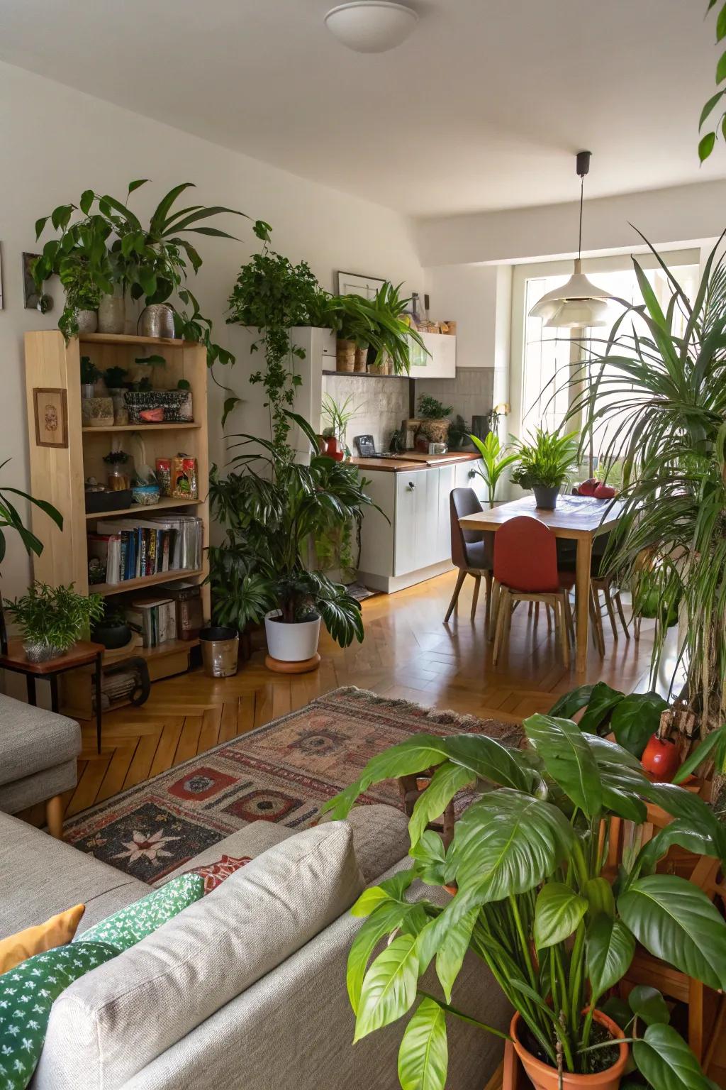 Indoor plants adding vibrancy and life.