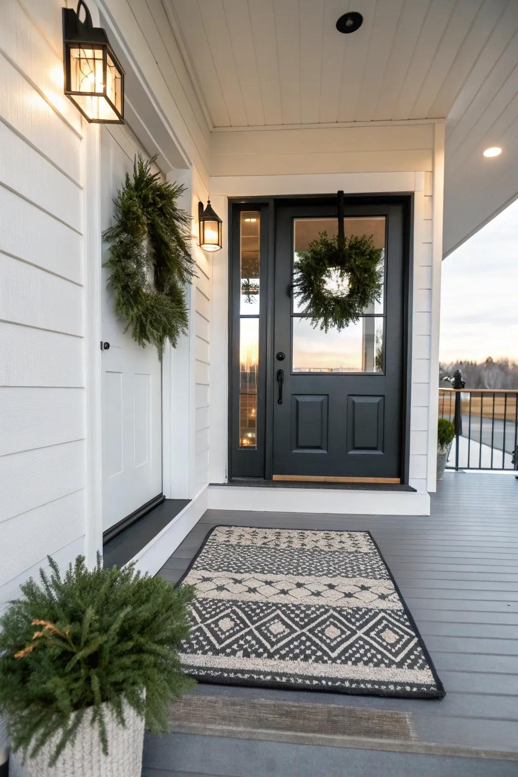 Subtle decor adds personality to a modern porch.