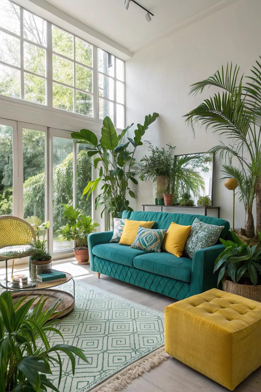 Greenery brings a revitalizing touch to the decor.