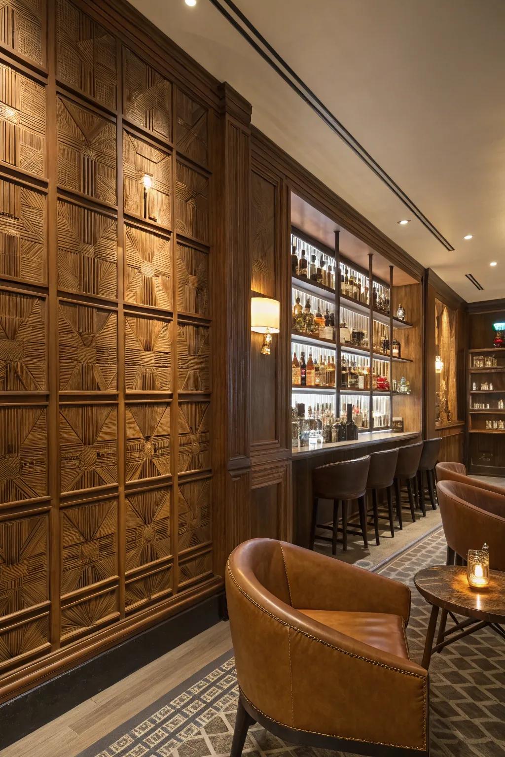 Statement walls add character and depth to your whiskey room.