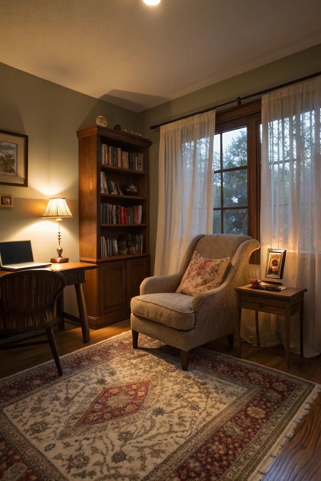 Create a cozy atmosphere in your office den.