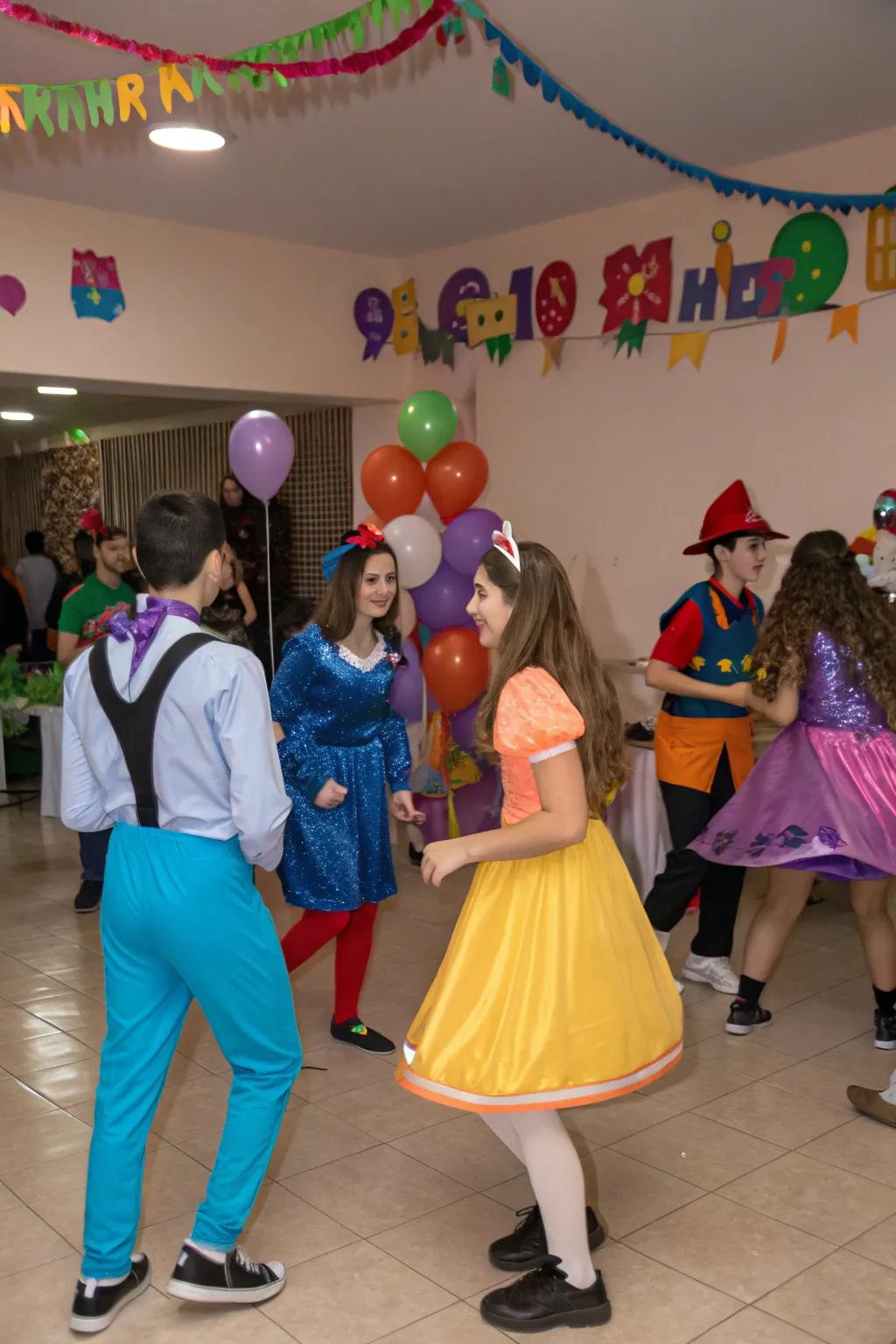 Teens showcasing creativity at a themed costume party.