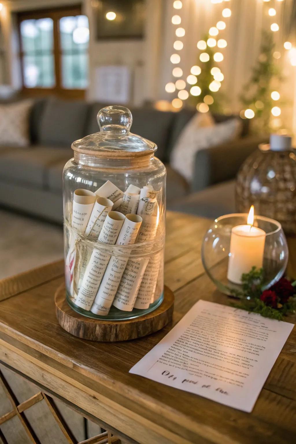 A poetry jar adds an element of surprise and interaction to your decor.