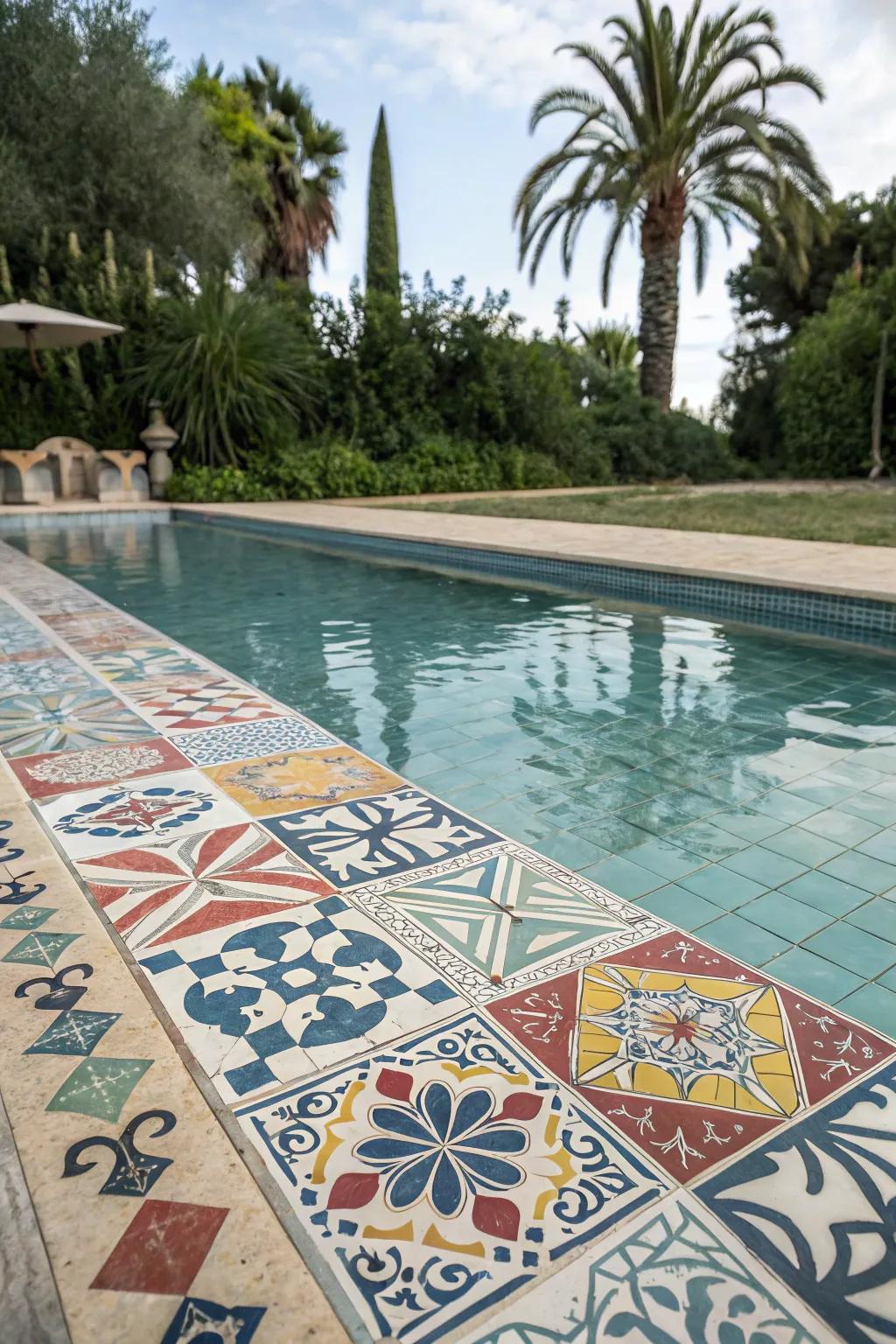 Cubist combination ceramics contribute artistic style and inventiveness toward your swimming pool.