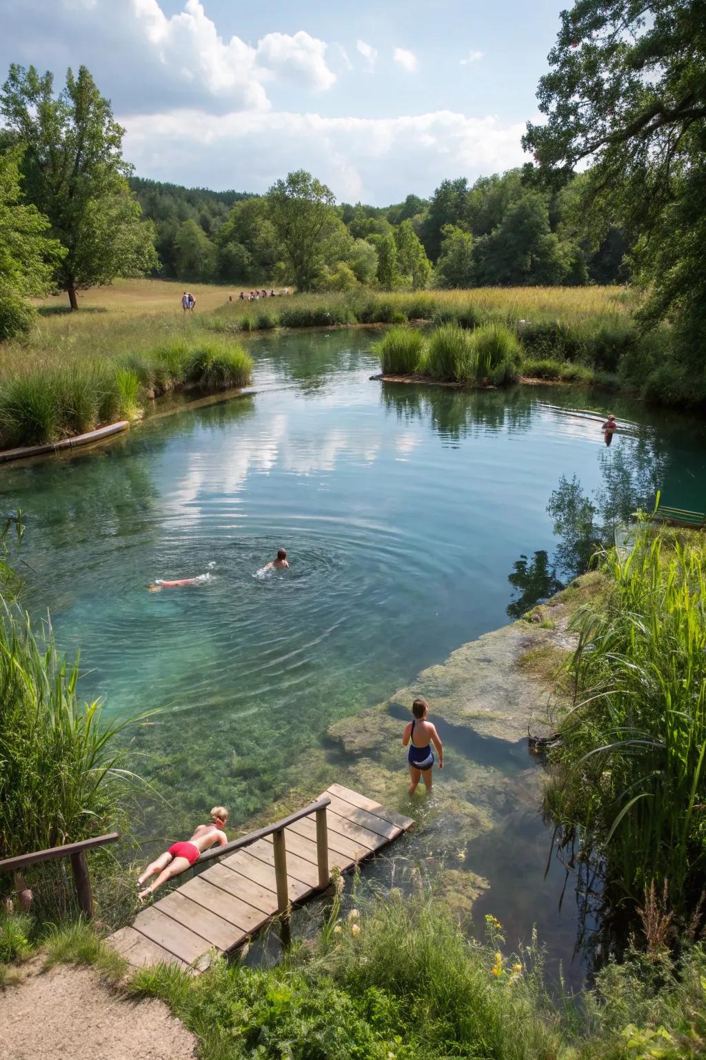 A pool pond created for versatile functionality.