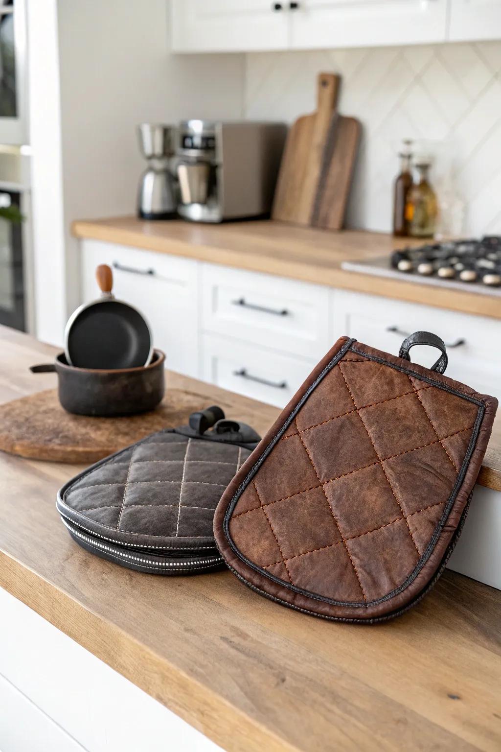 Leather oven protectors provide strength and a sense of sophistication.
