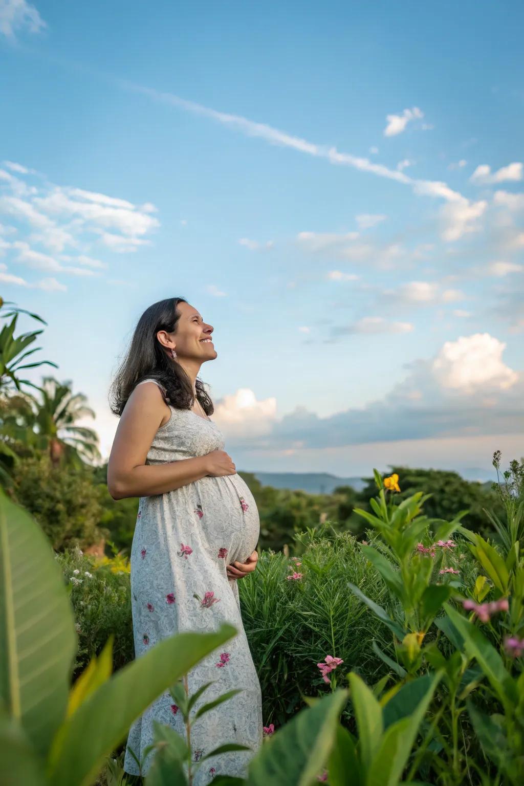 Nature offers a beautiful and serene backdrop for your maternity photos.