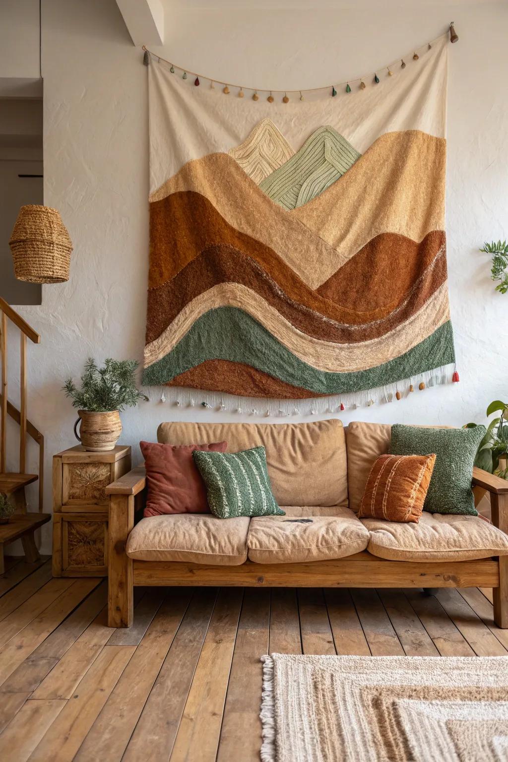 Textile art adds warmth and texture to your space.