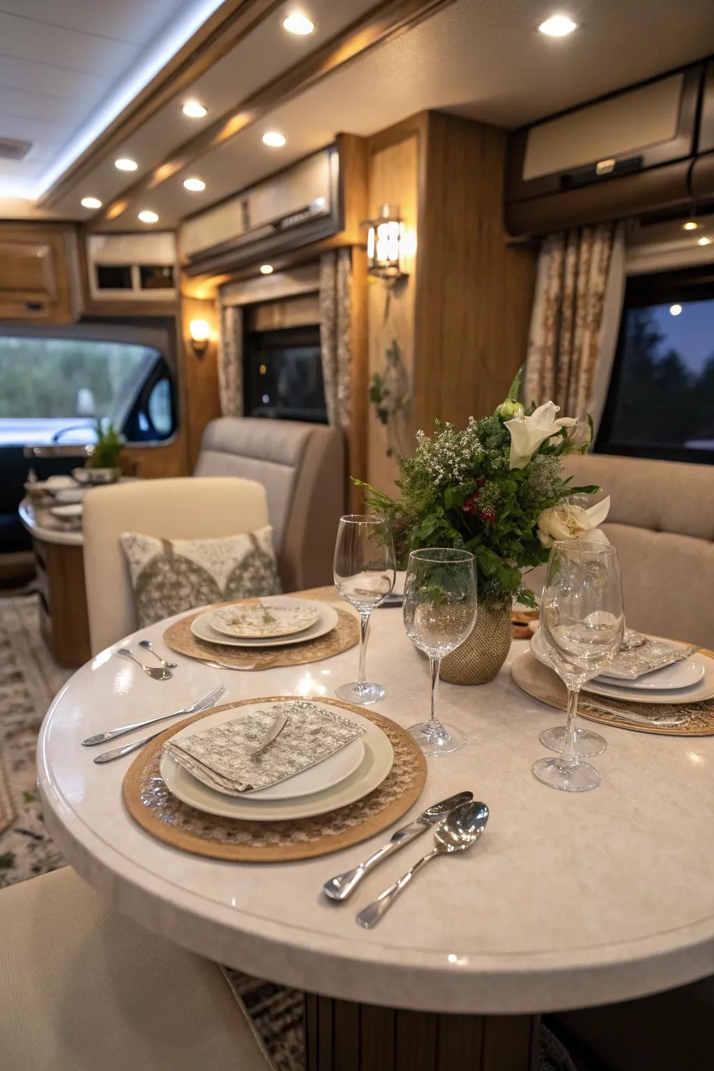 A round table introduces elegance and intimacy to your dining space.