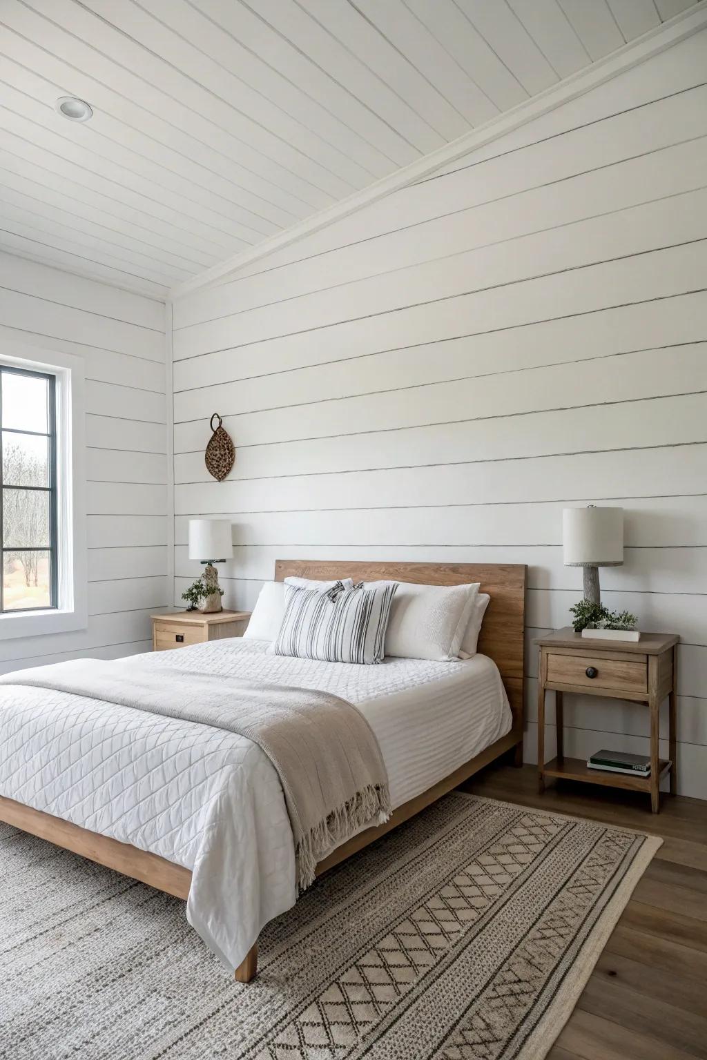 A minimalist plank wall can serve as the centerpiece of your personal space design.