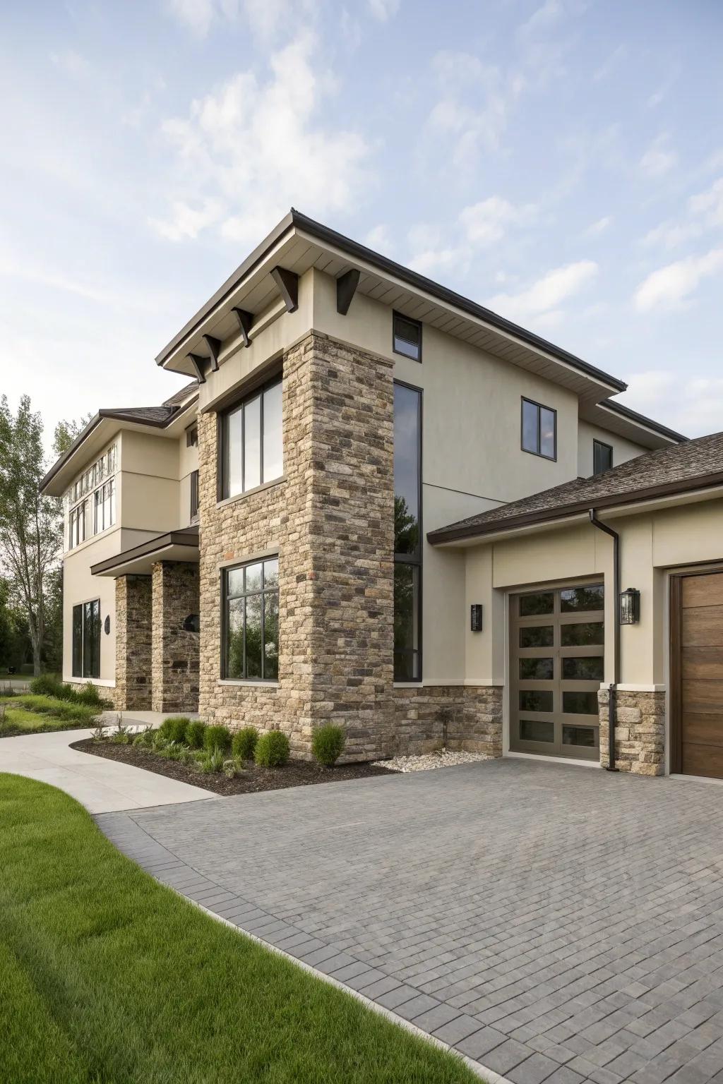 A stunning mix of materials adds depth to this modern home.