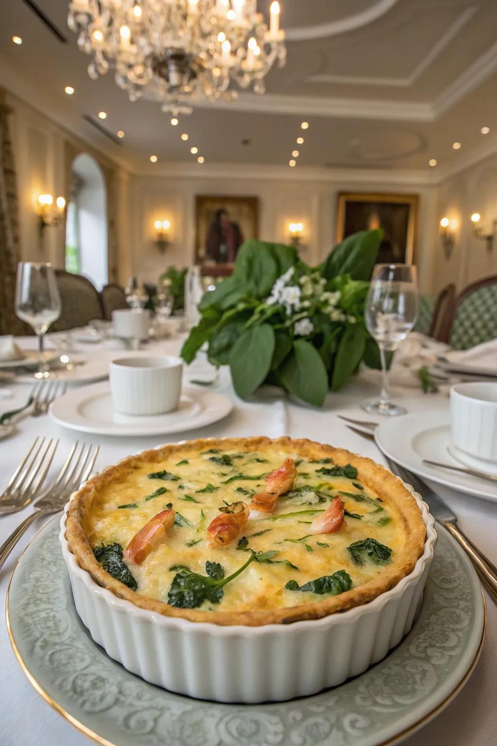 Seafood and spinach bake, bringing the ocean to your table.