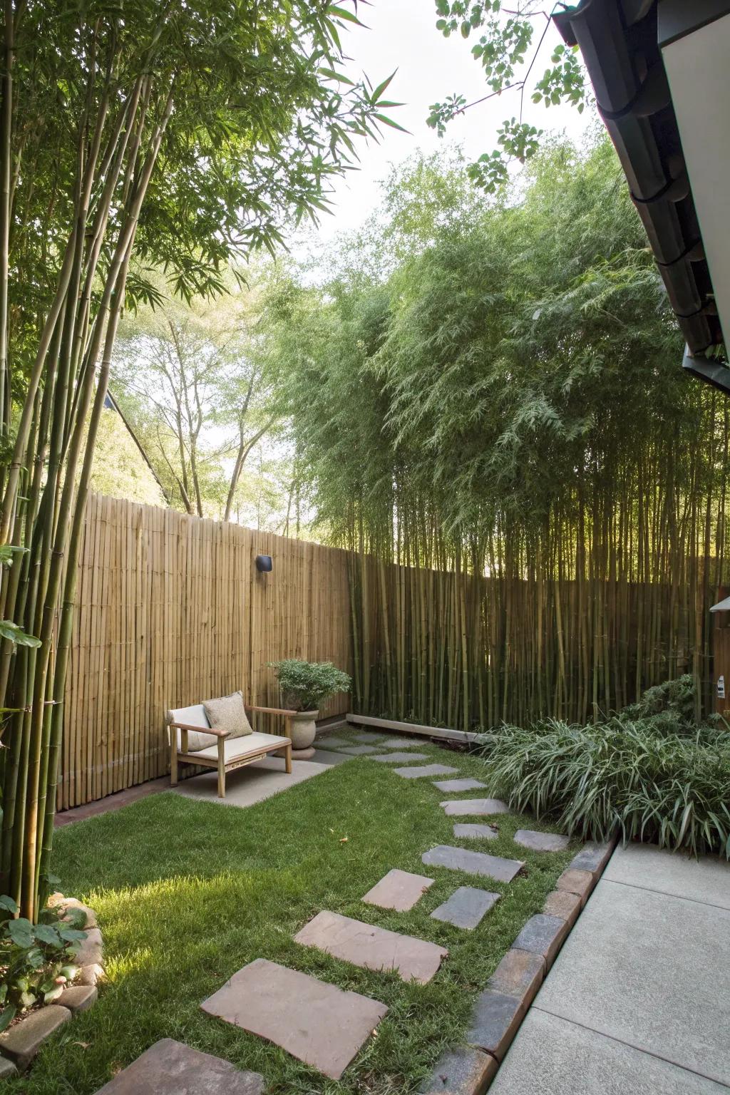 Tall bamboo offering a quick and natural privacy solution.