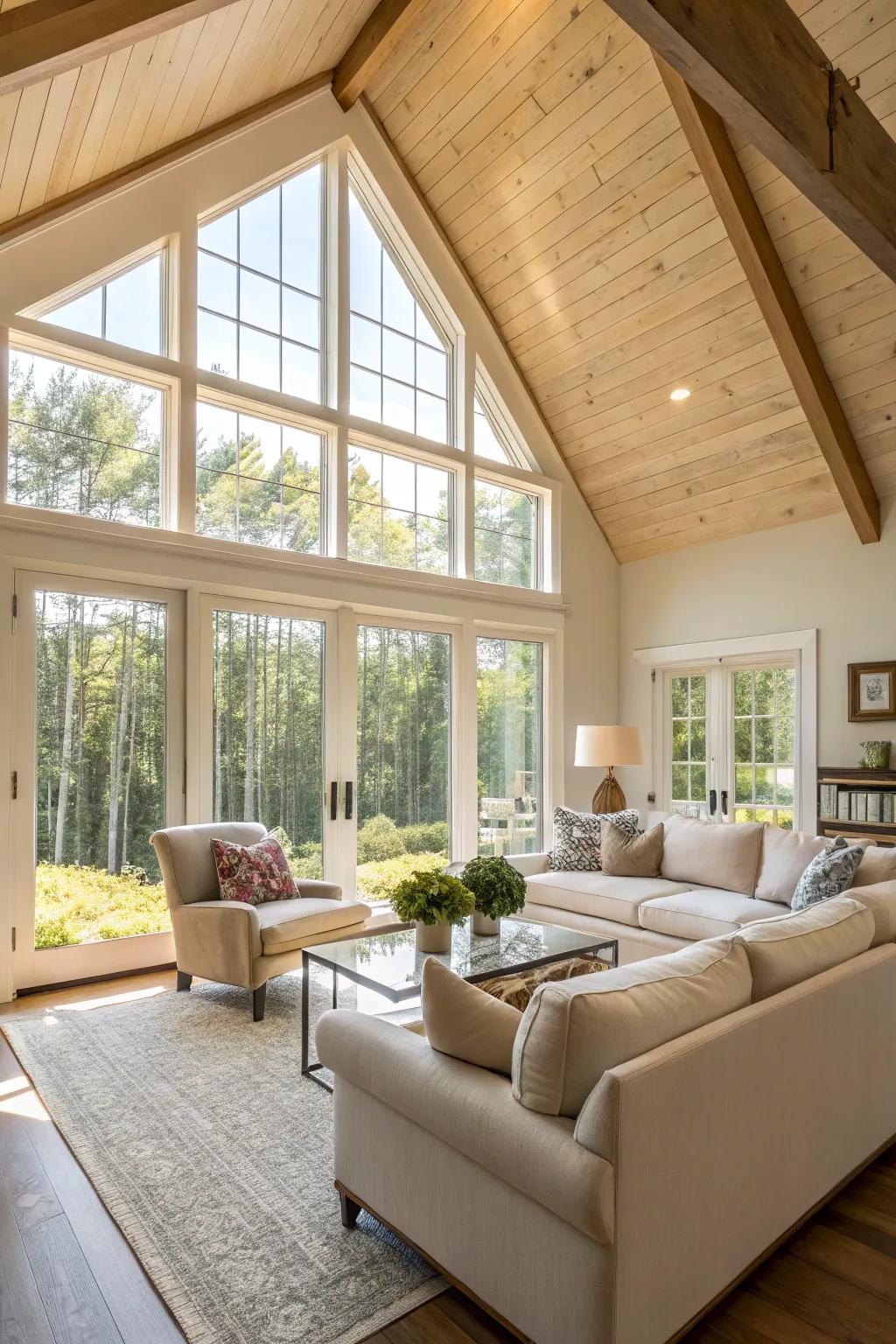 Natural light floods the room, augmented by complementary fixtures.