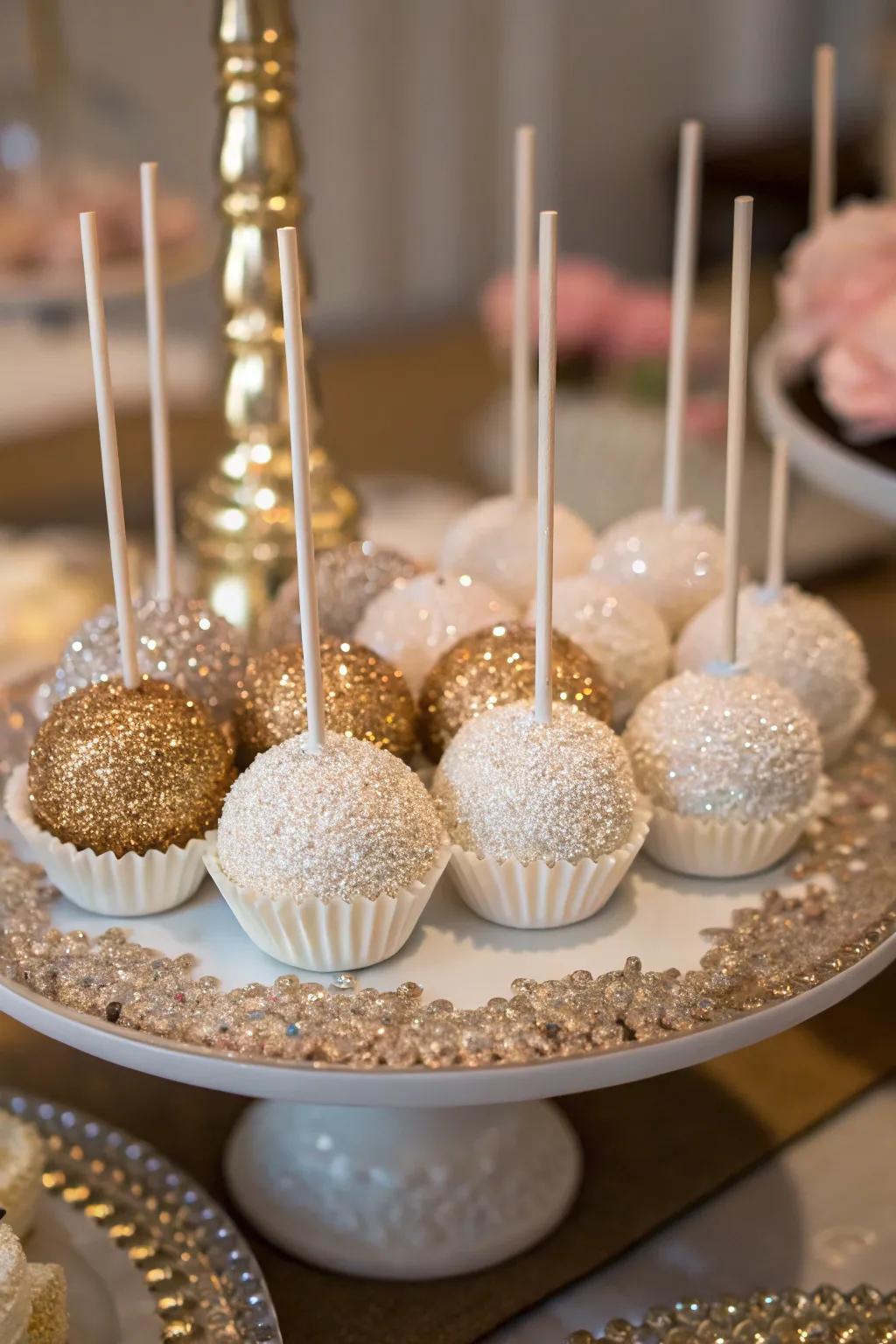 Glamorous cake pops that add sparkle to your celebration.