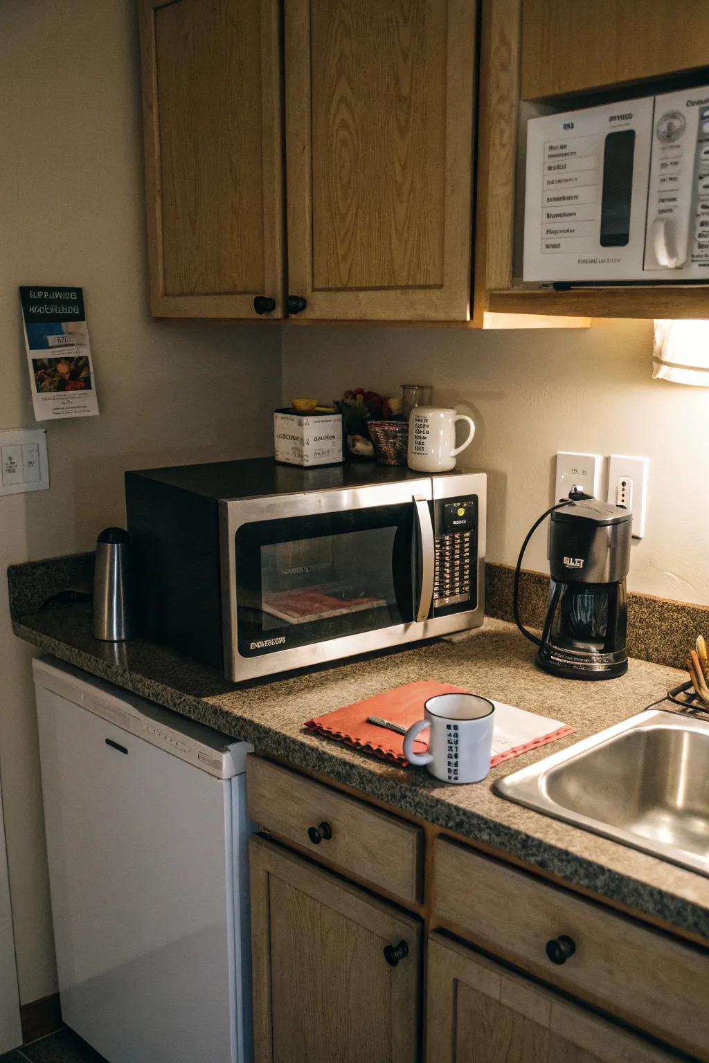 A space-saving wall-mounted microwave solution.