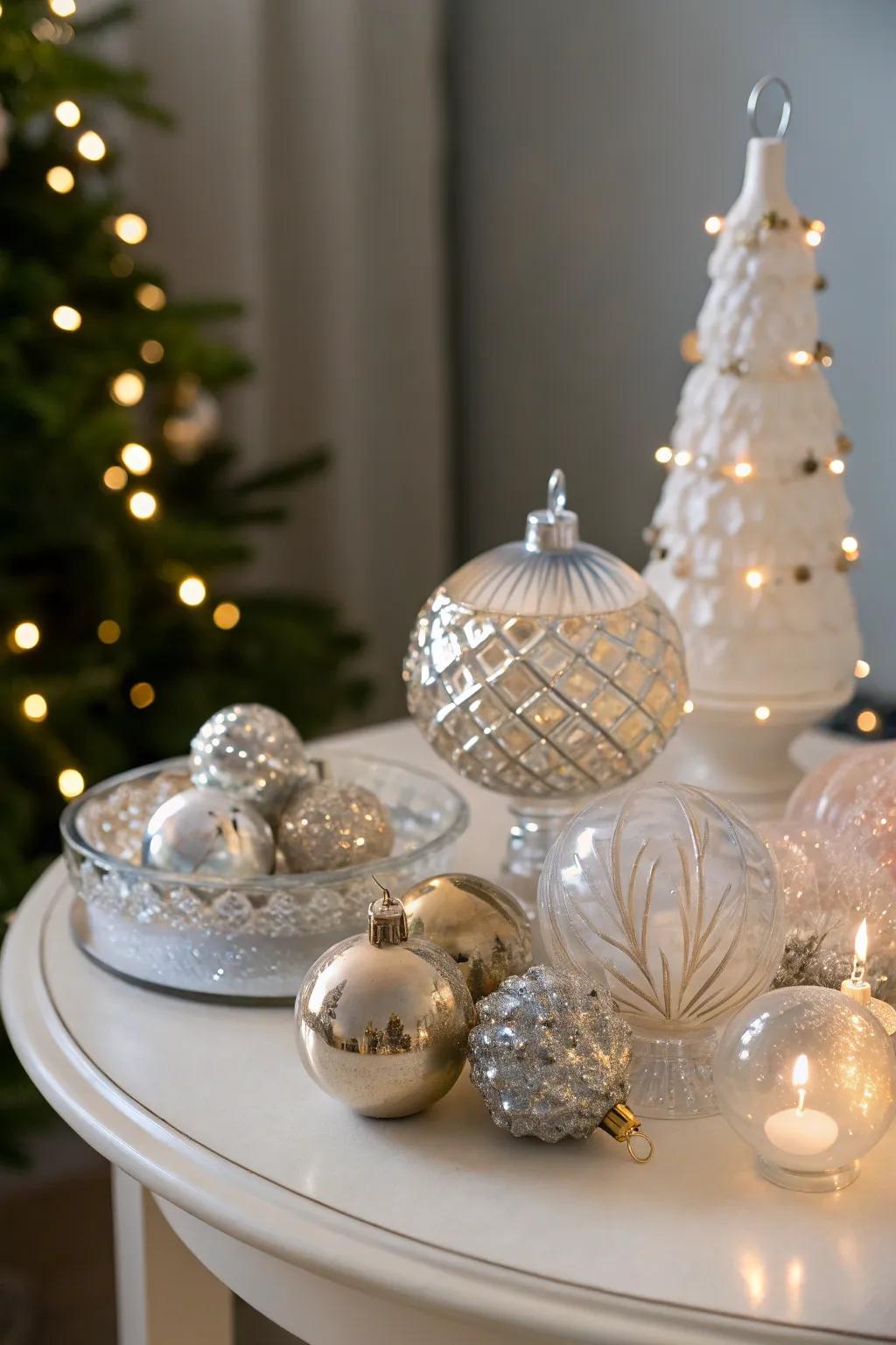 Glass and crystal elements add a dazzling sparkle to your Christmas decor.