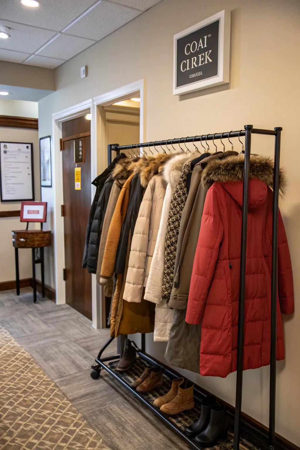 Consolidate style and capacity with a garment rack.