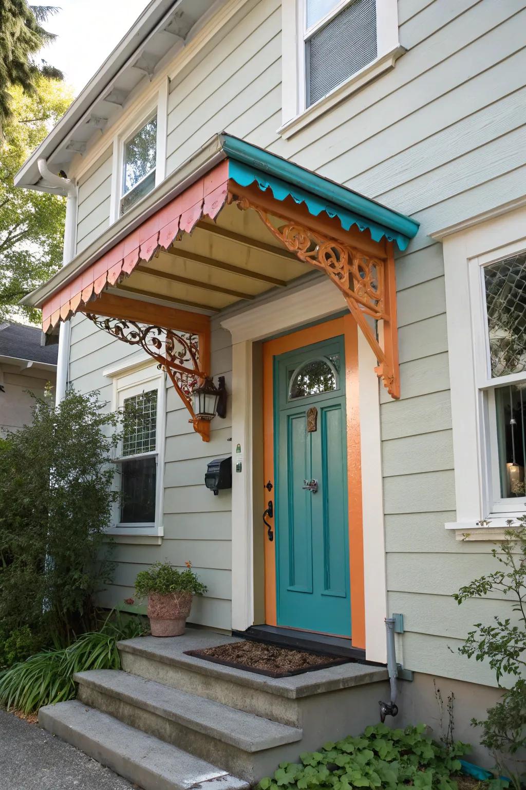 A painted awning for a pop of color.