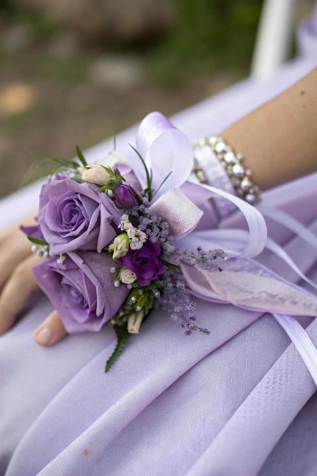 Sophisticated single-color wrist adornment in purple shades.
