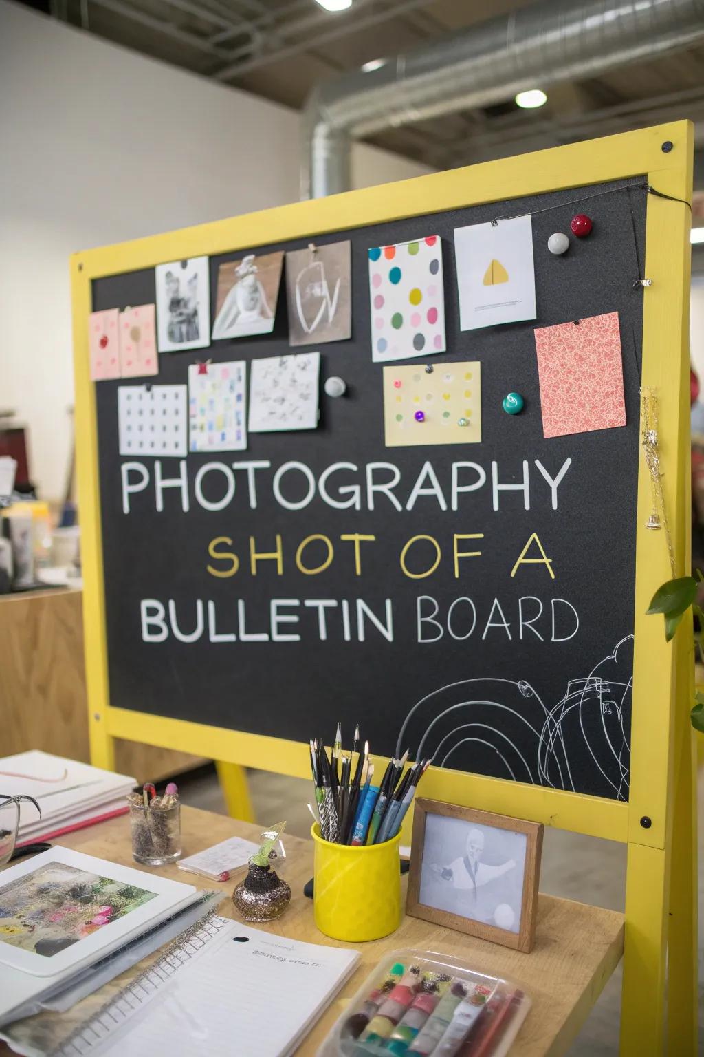 Chalkboard elements add a playful yet sophisticated vibe to your bulletin board.