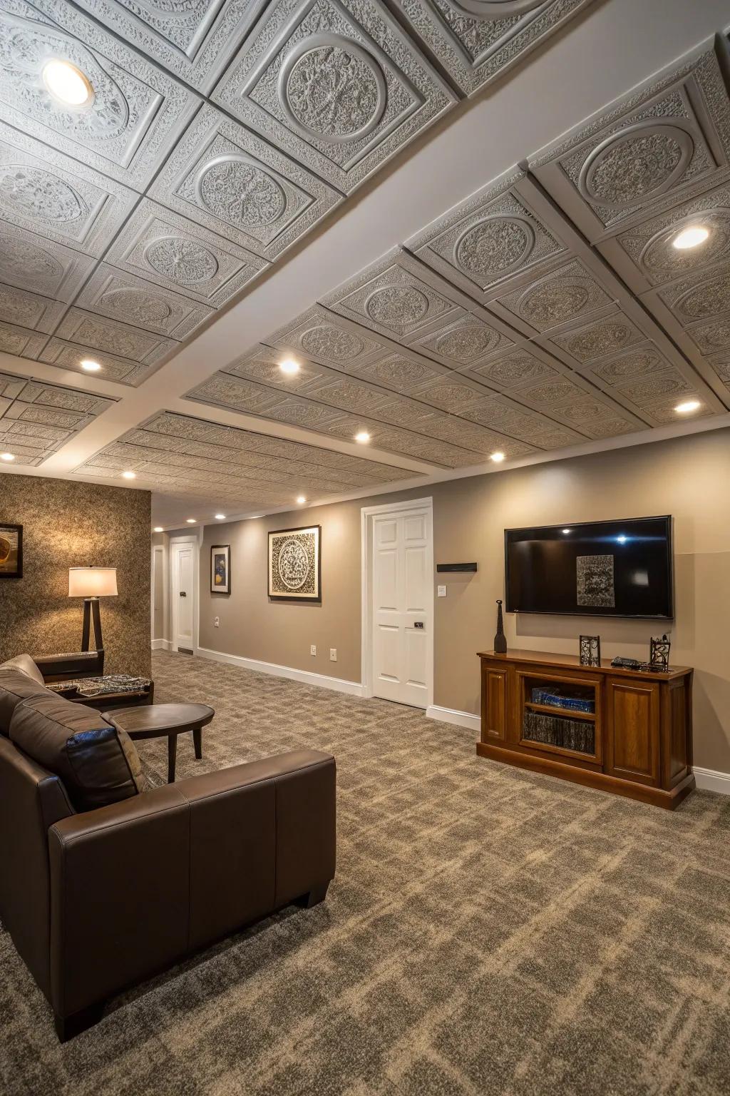 Textured panels can add character to your ceiling.