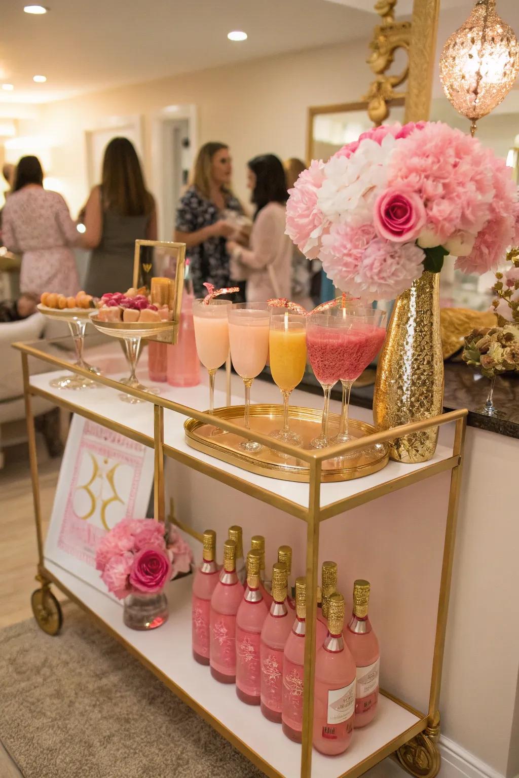 A themed drink station keeps guests refreshed.