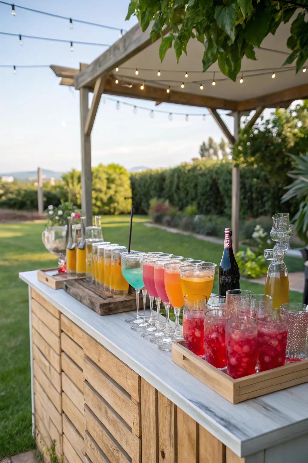 A self-serve beverage bar keeps guests refreshed.