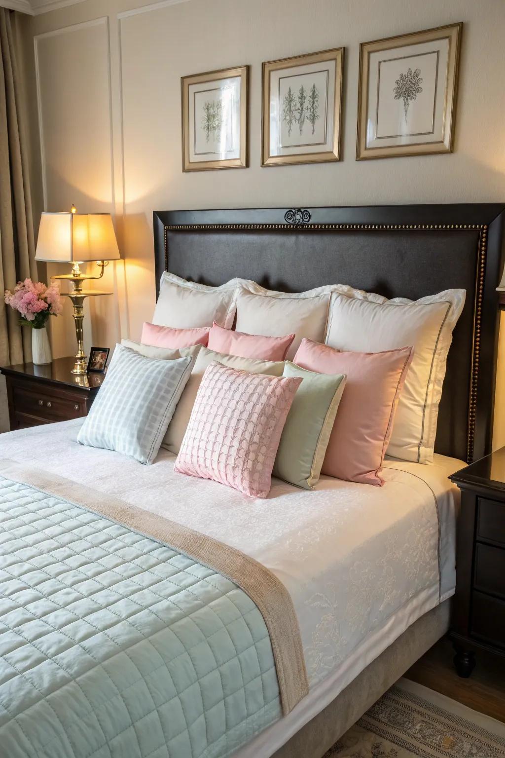 Highlight your headboard with strategic pillow placements.