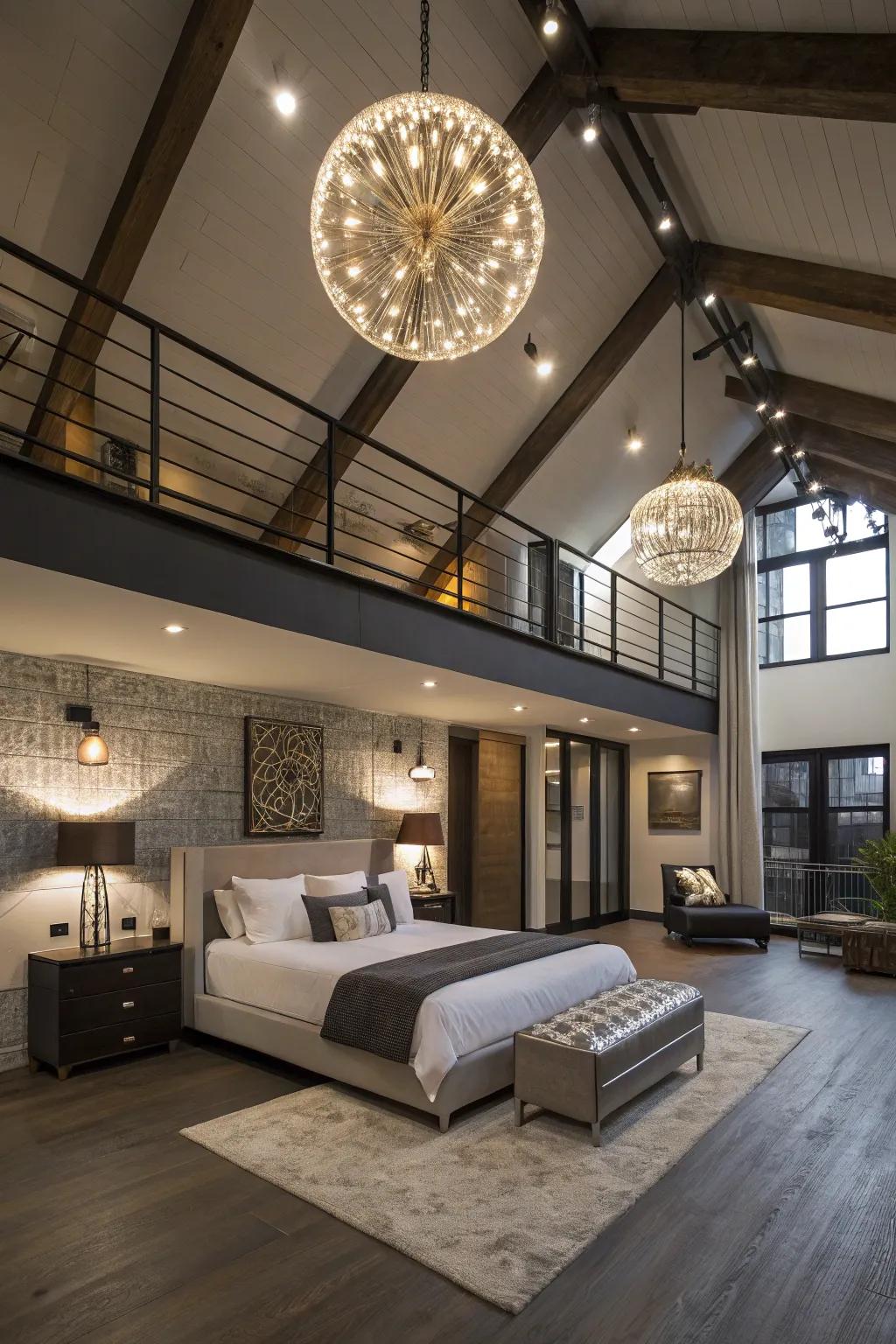 Illuminate your loft with striking lighting fixtures.