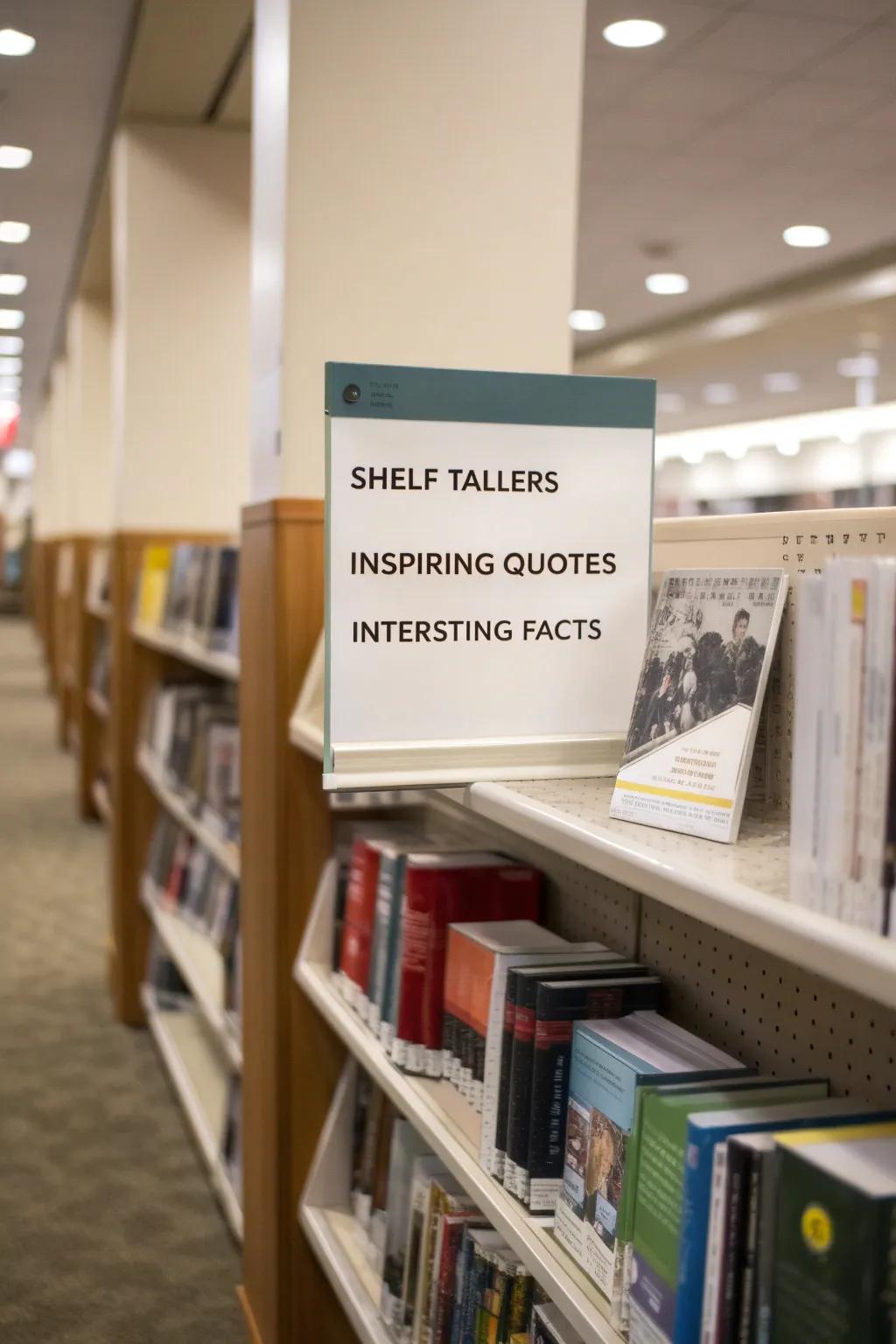 Shelf talkers adding intrigue to the display.