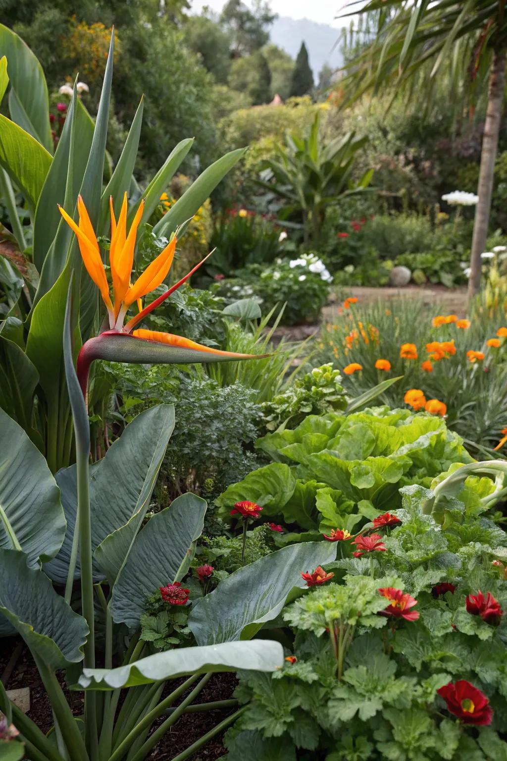 Combine beauty and function with Bird of Paradise in an edible garden.