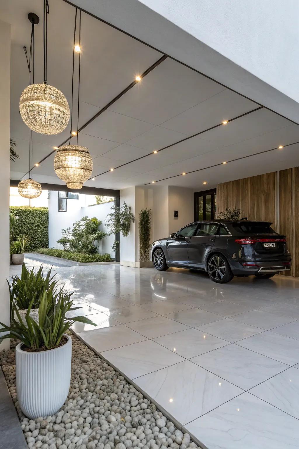 Porcelain tiles add a touch of luxury to your carport.