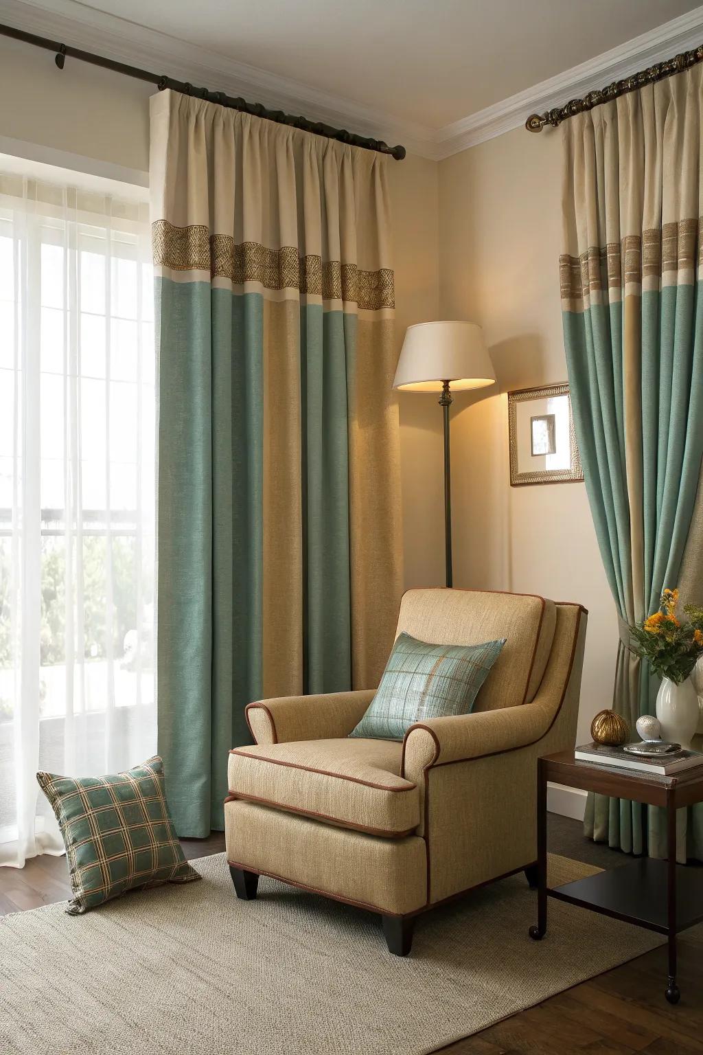 Curtains can help tie in accent colors for a cohesive decor.