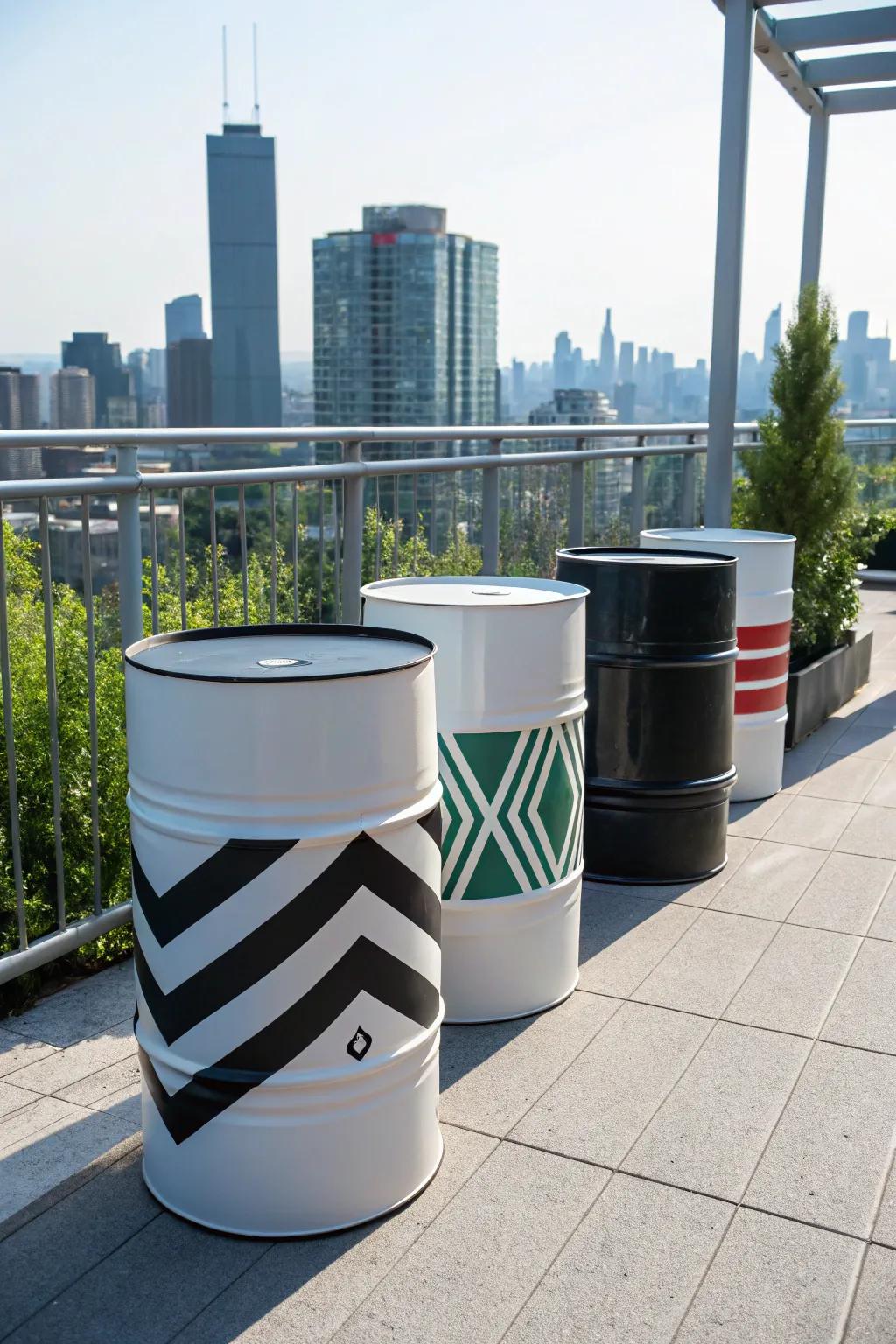 Urban chic painted barrels