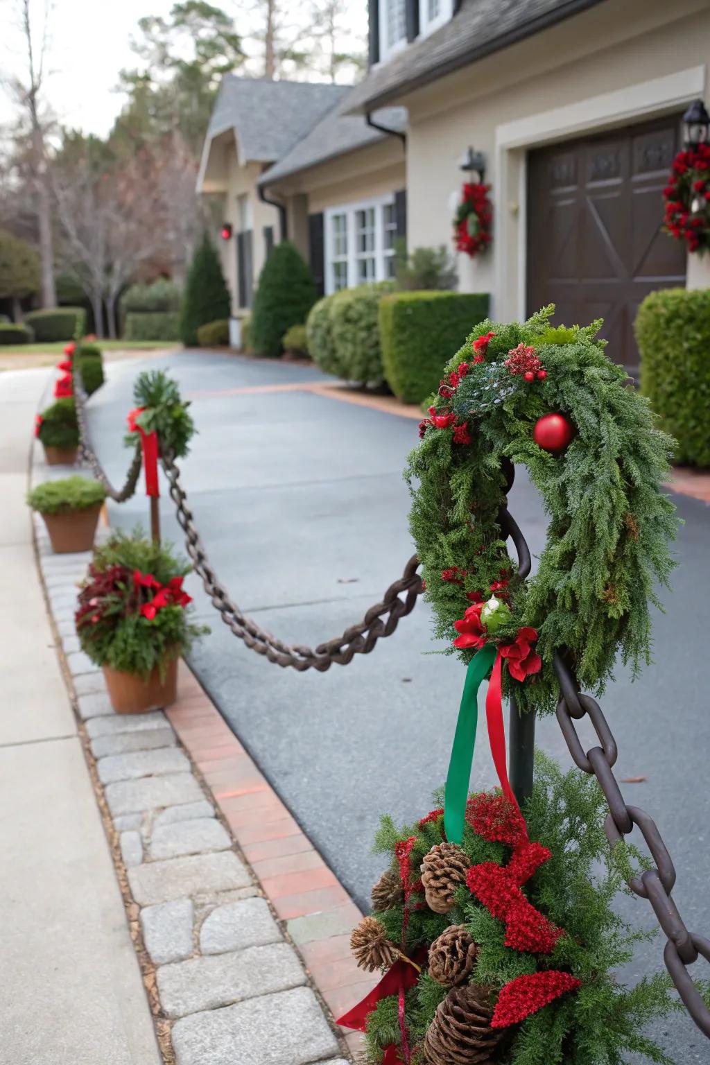 Seasonal decorations bring festive cheer to your driveway.