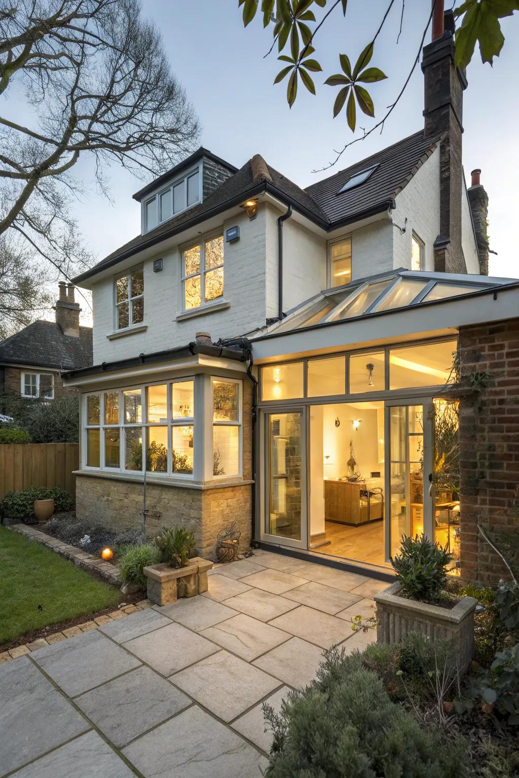 A lightwell in the front extension brightens this inviting entryway.