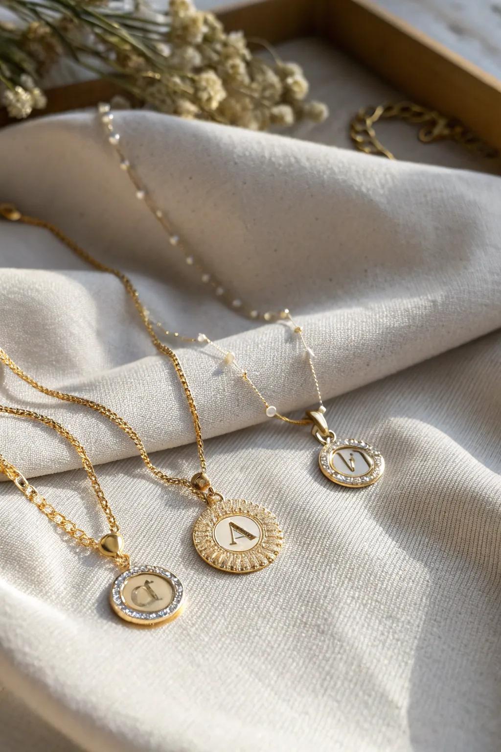 An elegant initial necklace for a personal touch.