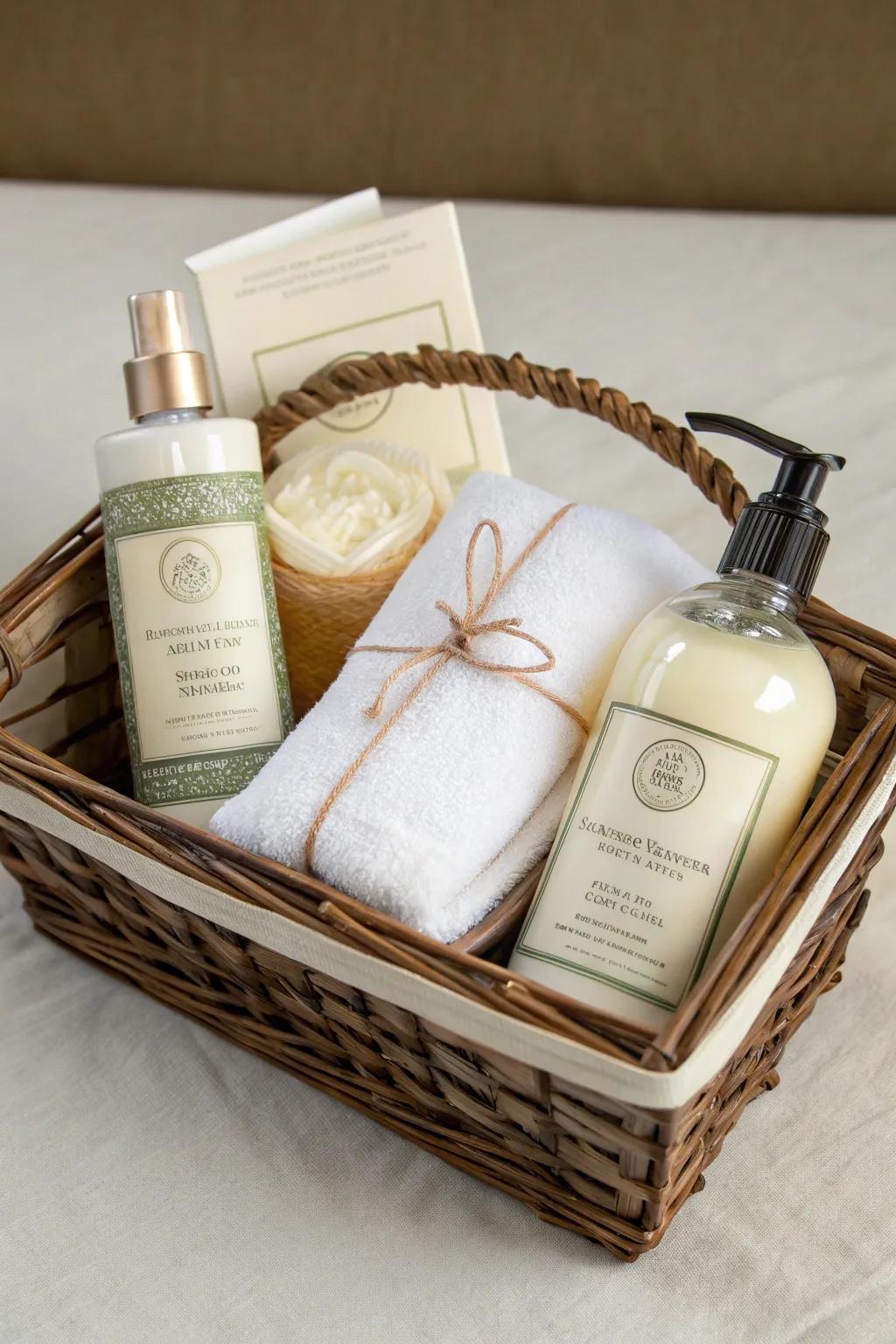 A luxurious gift basket for a spa-like experience.