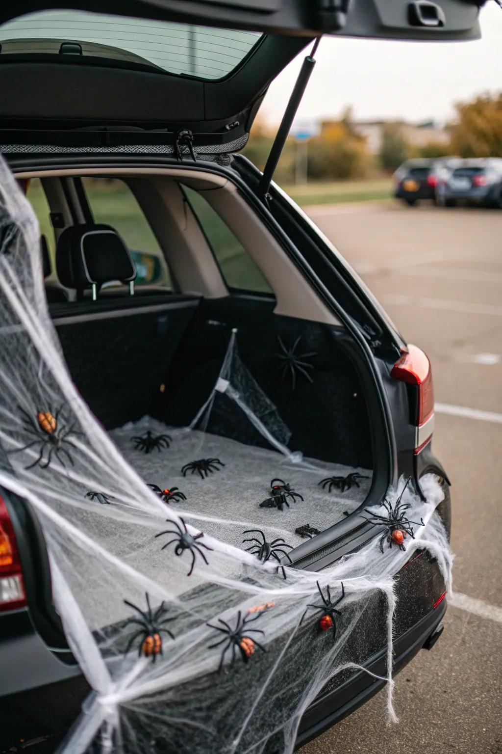 Turn your trunk into a spider web wonderland with this classic decoration.