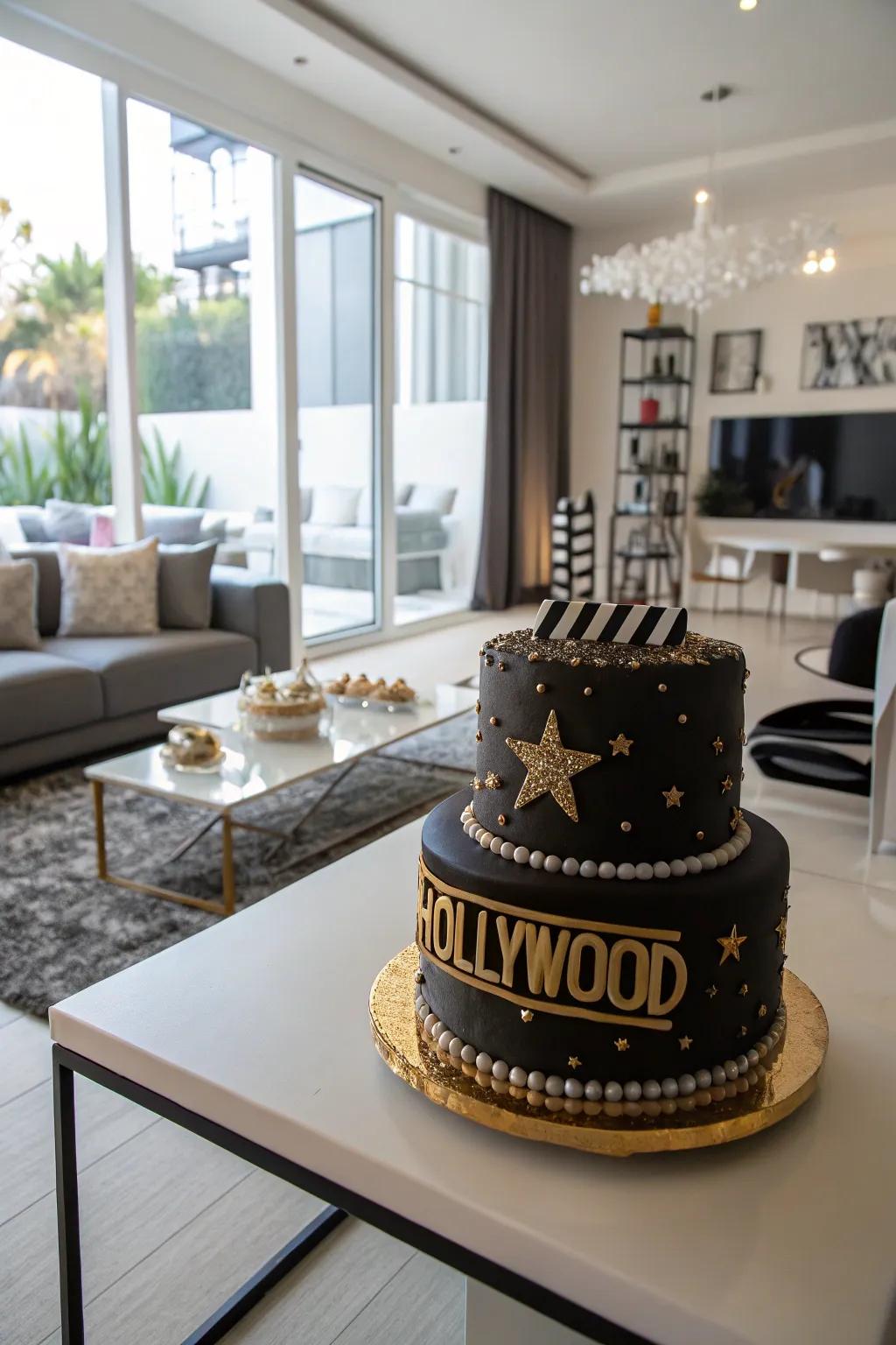 Classic black and gold hues give this cake an air of sophistication.