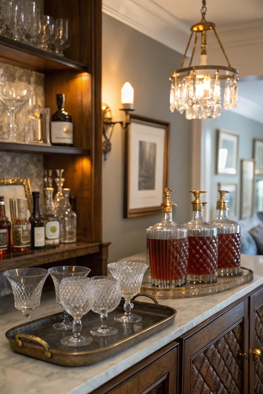 Vintage elements add timeless appeal to your bar.